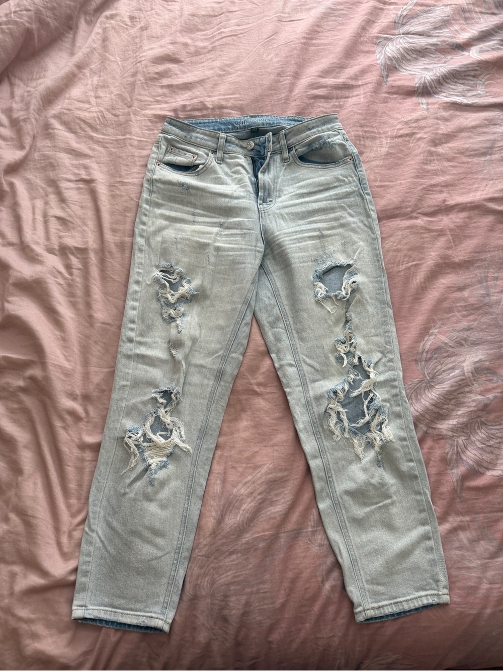 wild fable Light Blue Distressed Boyfriend Jeans
